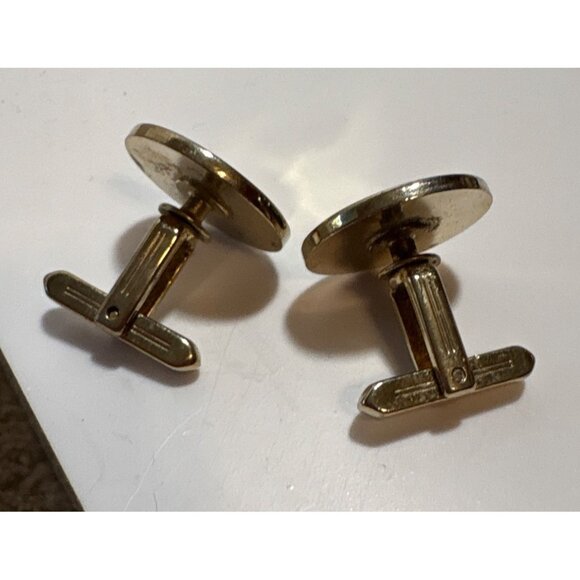 Vintage Cufflink & Tie Clip Set Gold Tone Swirl Design - Picture 6 of 8